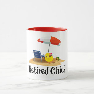 Retired Chick on the Beach Mug