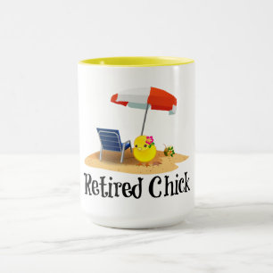 Retired Chick on the Beach Mug