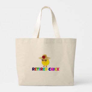 Retired Chick, so cute. Large Tote Bag