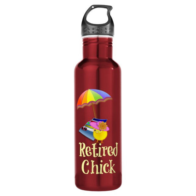 Retired Chick, white lettering on dark colour 710 Ml Water Bottle (Front)