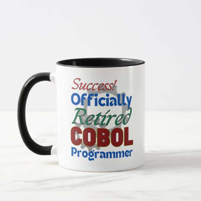 Retired COBOL Programmer Compiling Joy! Mug (Left)