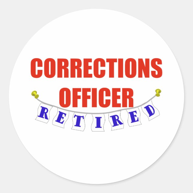 RETIRED CORRECTIONS OFFICER CLASSIC ROUND STICKER (Front)