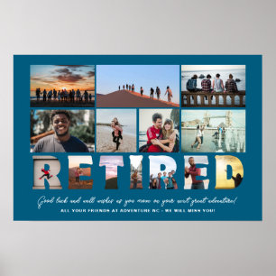 Retired Coworker Boss Retirement Photo Collage Poster