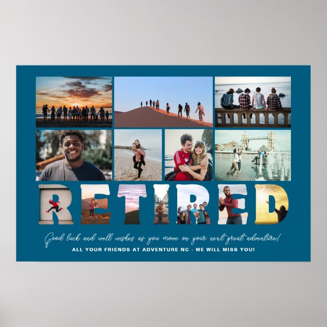 Retired Coworker Boss Retirement Photo Collage Poster (Front)
