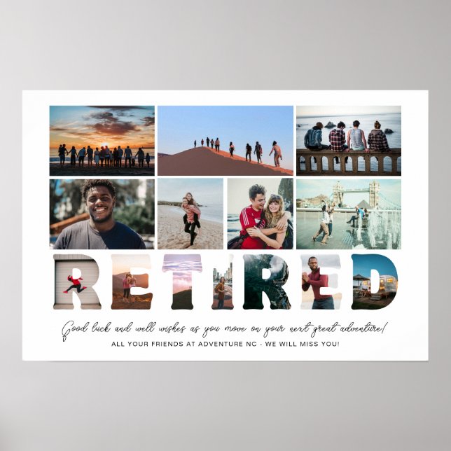 Retired Coworker Boss Retirement Photo Collage Poster (Front)