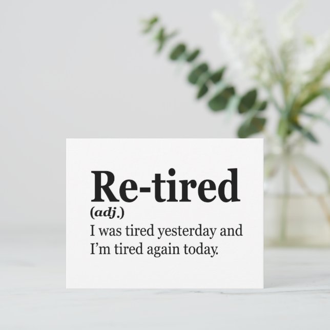 Retired Definition Funny Retirement Father Gift  Postcard (Standing Front)