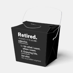 retired. definition funny retirement favour box
