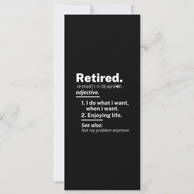 retired. definition funny retirement holiday card (Front)