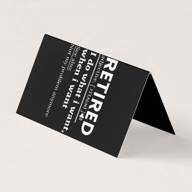 retired definition, funny retirement, retired business card (Front)