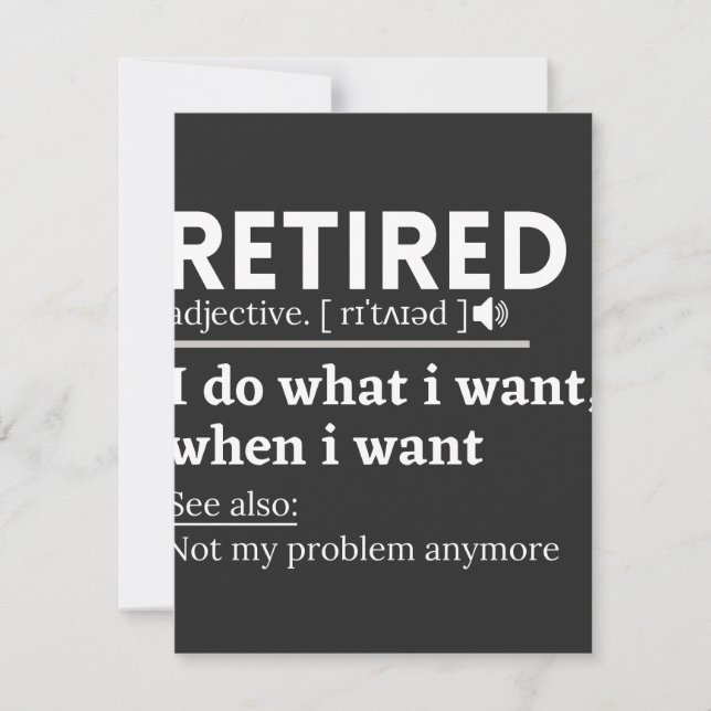 retired definition, funny retirement, retired thank you card (Front)