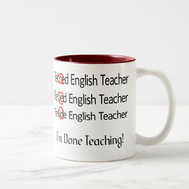 Retired English Teacher Gifts Two-Tone Coffee Mug (Right)