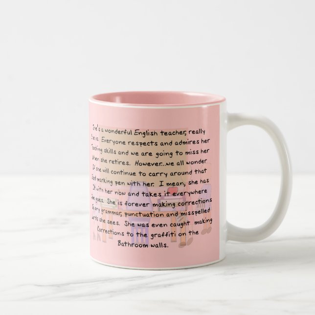 Retired English Teacher Story Art Gifts Two-Tone Coffee Mug (Right)