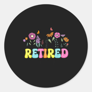 Retired Est 2025 Boho Floral Retirement Retire Tea Classic Round Sticker