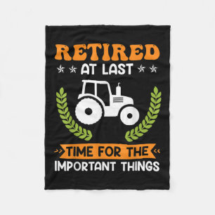 Retired Farmer Farm Pensioner Tractor Retirement  Fleece Blanket