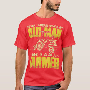 Retired Farmer Gift Idea Old Man Tractor Farmer T-Shirt