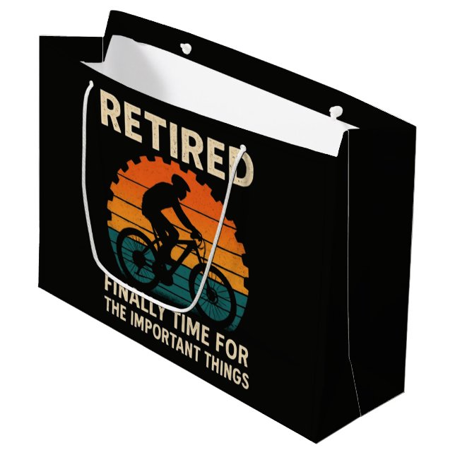 Retired Finally Time For The Important Things  Large Gift Bag (Front Angled)