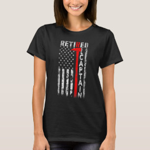 Retired Fire Captain Chief American flag Retiremen T-Shirt