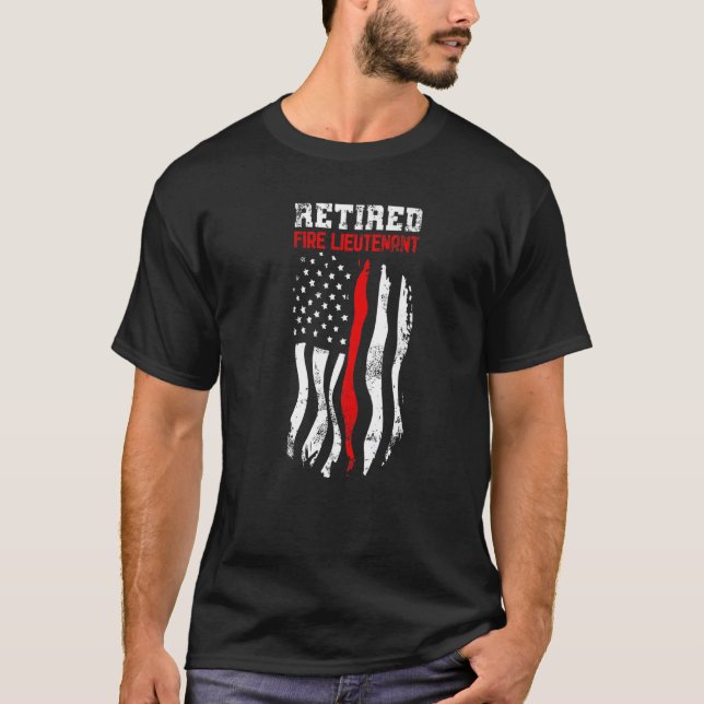 Retired Fire Lieutenant American Fireman Fourth Of T-Shirt (Front)