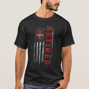 Retired Firefighter American Flag Funny Fireman Fi T-Shirt