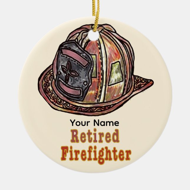 Retired Firefighter Ceramic Tree Decoration (Front)