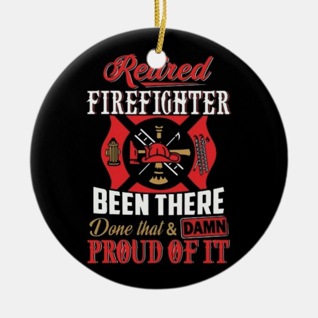 Retired Firefighter Ceramic Tree Decoration (Front)
