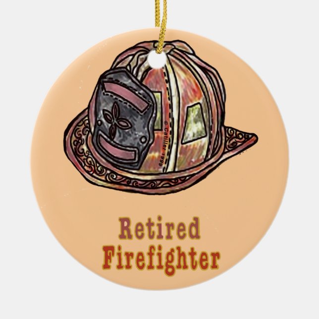 Retired Firefighter Ceramic Tree Decoration (Front)