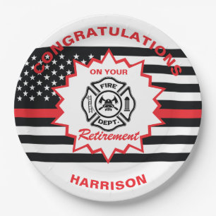 Retired Firefighter Congratulations Retirement Paper Plate