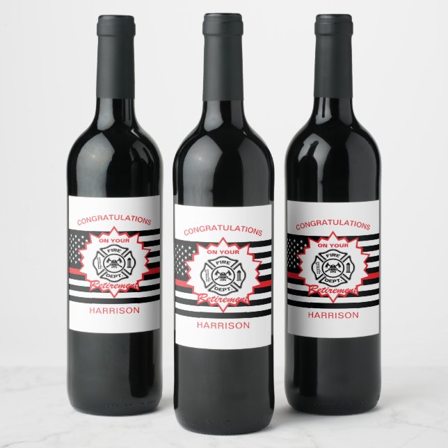 Retired Firefighter Congratulations Retirement Wine Label (Bottles)