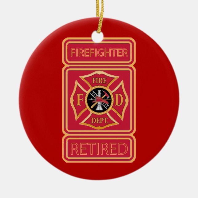 Retired Firefighter Custom Ceramic Tree Decoration (Front)
