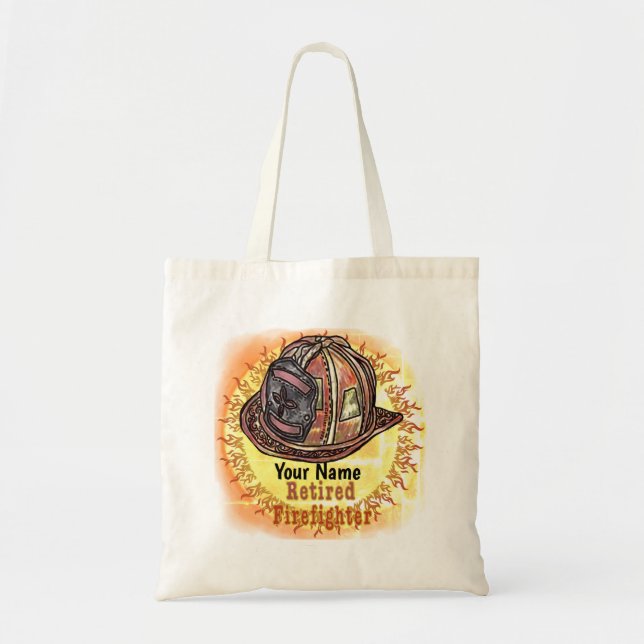 Retired Firefighter custom name tote bag (Front)