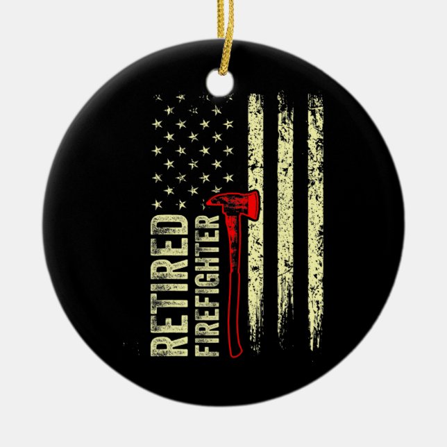 Retired Firefighter Fun Skilled Fireman Ceramic Tree Decoration (Front)