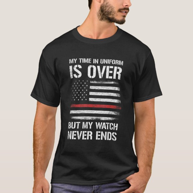 Retired Firefighter Gifts Shirt Thin Red Line (Front)