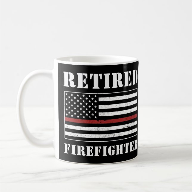 Retired Firefighter Thin Red Line Retirement Gifts Coffee Mug (Left)