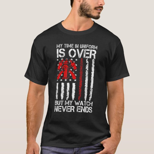 Retired Firefighter  Thin Red Line  Retirement T-Shirt (Front)