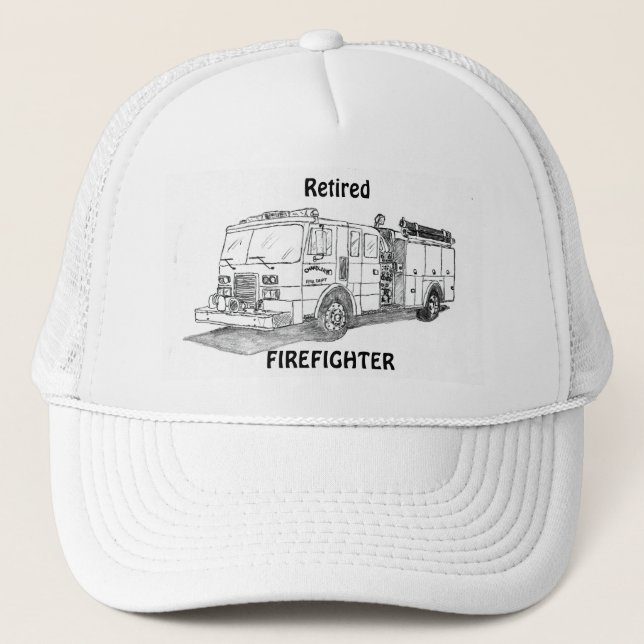 Retired Firefighter with Engine Trucker Hat (Front)