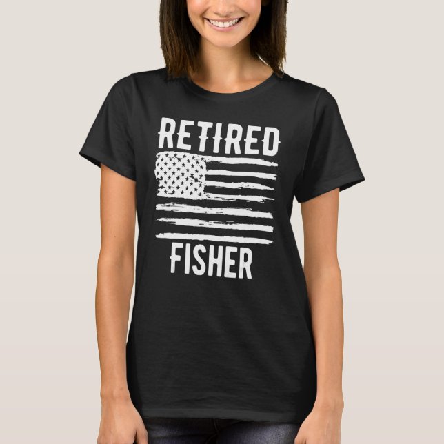 Retired Fisher Profession American Flag T-Shirt (Front)