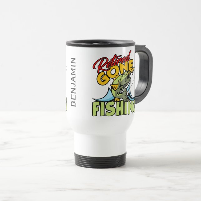 Retired Fishing Custom Travel Mug (Front Right)