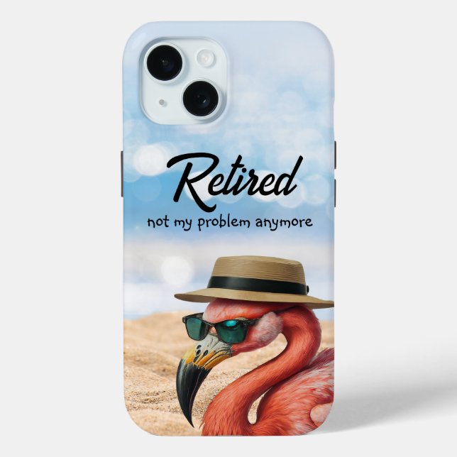 Retired Flamingo on Beach with Hat & Sunglasses Case-Mate iPhone Case (Back)