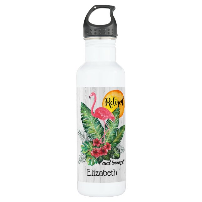 Retired Flamingo Watercolor 710 Ml Water Bottle (Front)