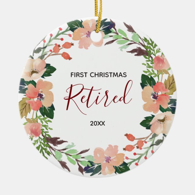Retired Floral First Christmas Ornament (Front)