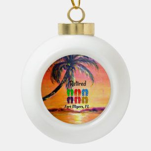 Retired Fort Myers, FL Ceramic Ball Christmas Ornament