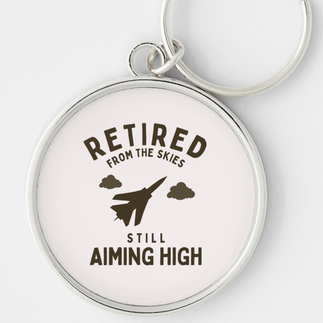Retired from sky funny air force retirement saying key ring (Front)