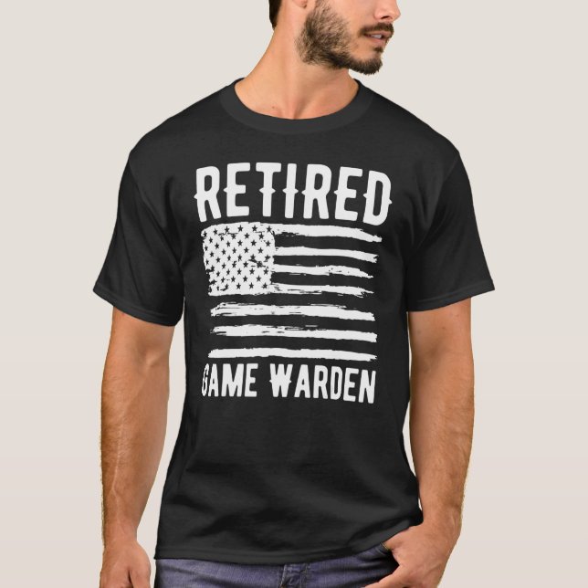 Retired Game Warden Profession American Flag T-Shirt (Front)