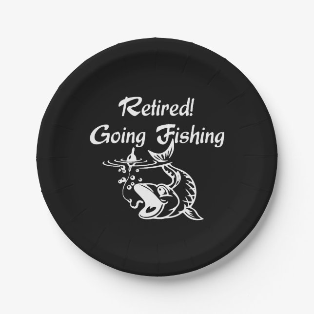 Retired Going Fishing Paper Plate (Front)