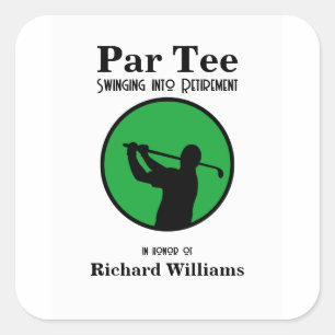 Retired Golf Player Swinging into Retirement Square Sticker