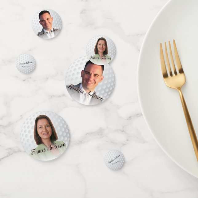 Retired Golfer Couple Mum Dad 2 Image Template Confetti (Group)