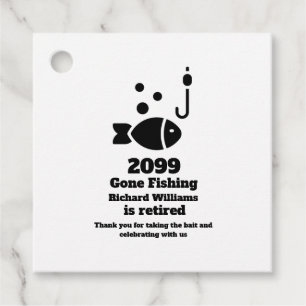 Retired Gone Fishing Modern Minimalist Retirement Favour Tags
