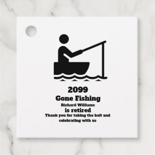 Retired Gone Fishing Modern Minimalist Retirement Favour Tags