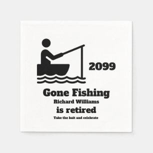 Retired Gone Fishing Modern Minimalist Retirement Napkin