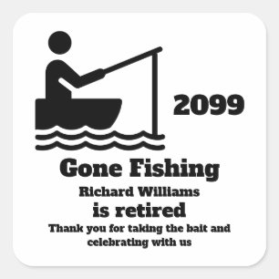 Retired Gone Fishing Modern Minimalist Retirement Square Sticker